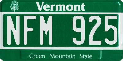 VT license plate NFM925
