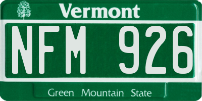 VT license plate NFM926