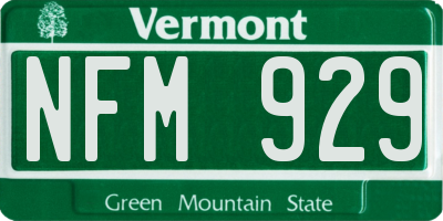 VT license plate NFM929