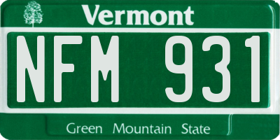 VT license plate NFM931