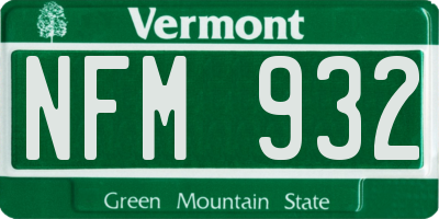 VT license plate NFM932