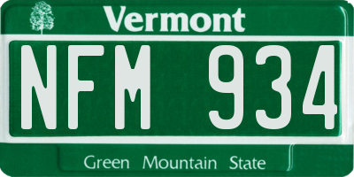 VT license plate NFM934