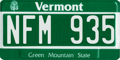 VT license plate NFM935