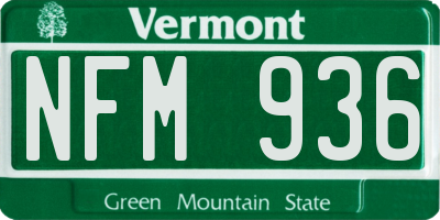 VT license plate NFM936