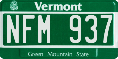 VT license plate NFM937