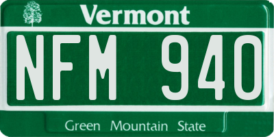 VT license plate NFM940