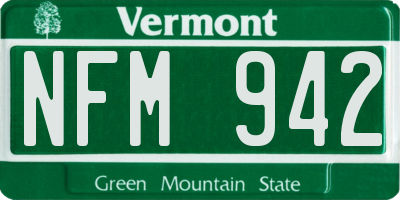 VT license plate NFM942