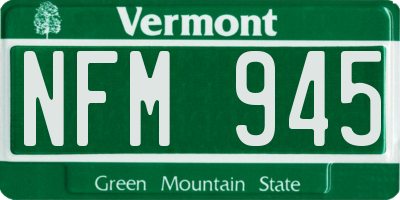 VT license plate NFM945