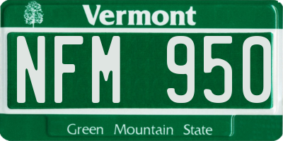 VT license plate NFM950