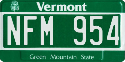 VT license plate NFM954