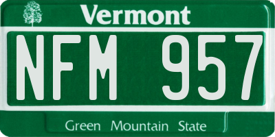 VT license plate NFM957