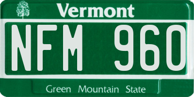 VT license plate NFM960