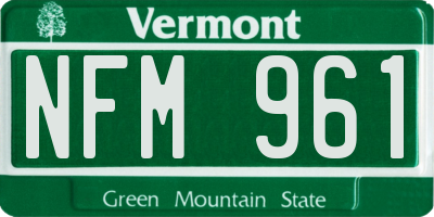 VT license plate NFM961