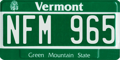 VT license plate NFM965
