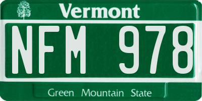 VT license plate NFM978