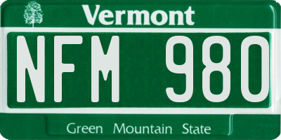 VT license plate NFM980