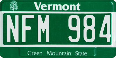 VT license plate NFM984