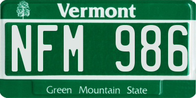 VT license plate NFM986