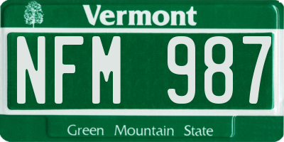 VT license plate NFM987