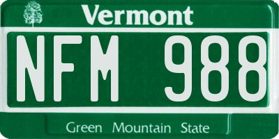 VT license plate NFM988