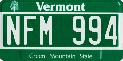 VT license plate NFM994
