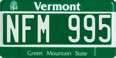 VT license plate NFM995