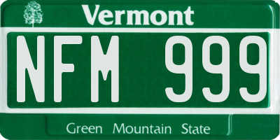 VT license plate NFM999