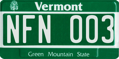VT license plate NFN003