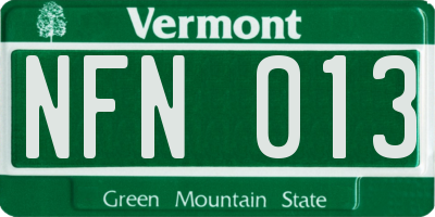 VT license plate NFN013