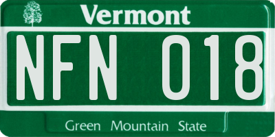 VT license plate NFN018
