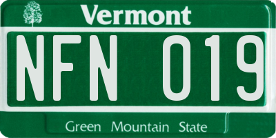 VT license plate NFN019