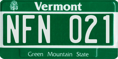 VT license plate NFN021