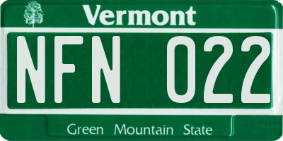 VT license plate NFN022