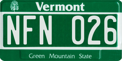 VT license plate NFN026