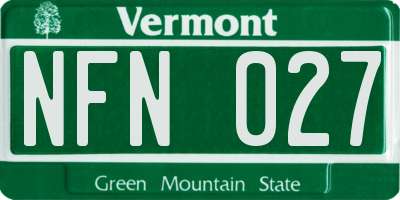 VT license plate NFN027