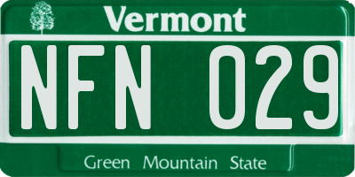 VT license plate NFN029