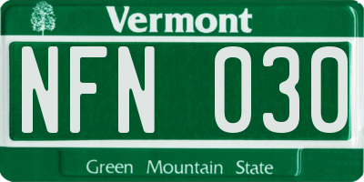 VT license plate NFN030