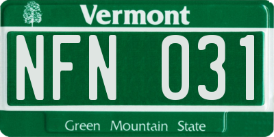VT license plate NFN031