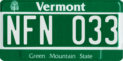 VT license plate NFN033