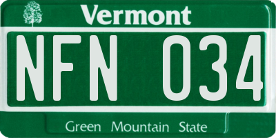 VT license plate NFN034