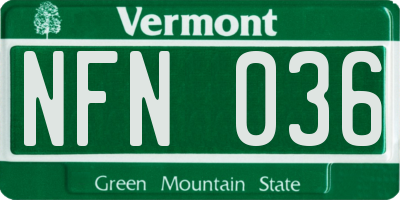 VT license plate NFN036