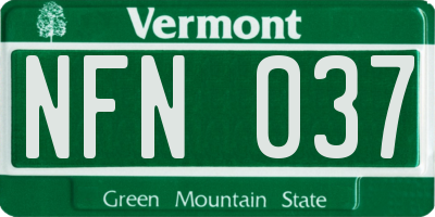 VT license plate NFN037