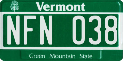 VT license plate NFN038
