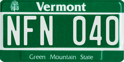 VT license plate NFN040