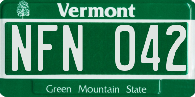 VT license plate NFN042