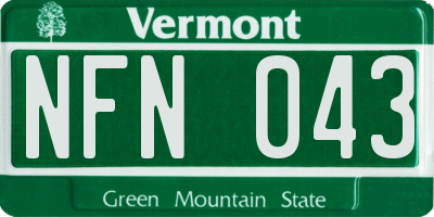 VT license plate NFN043