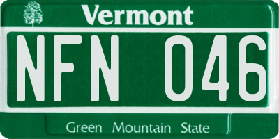 VT license plate NFN046