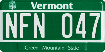 VT license plate NFN047