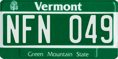 VT license plate NFN049