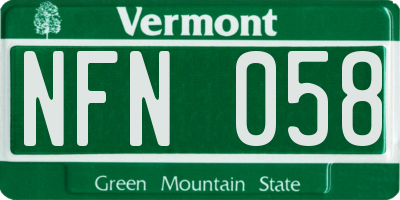 VT license plate NFN058